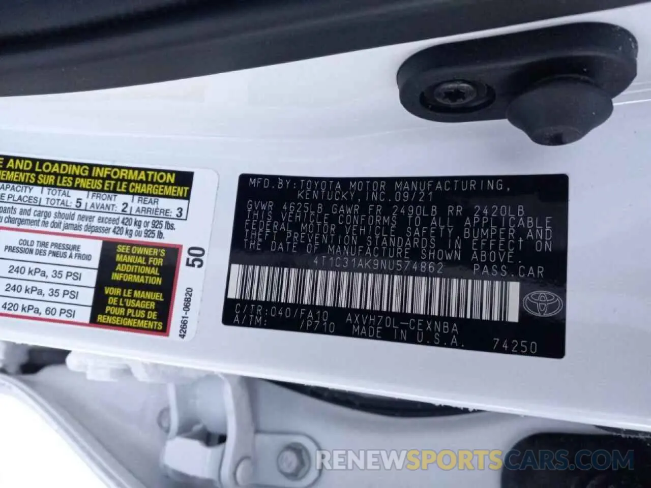9 fotografías del automóvil dañado 4T1C31AK9NU574862 TOYOTA CAMRY 2022