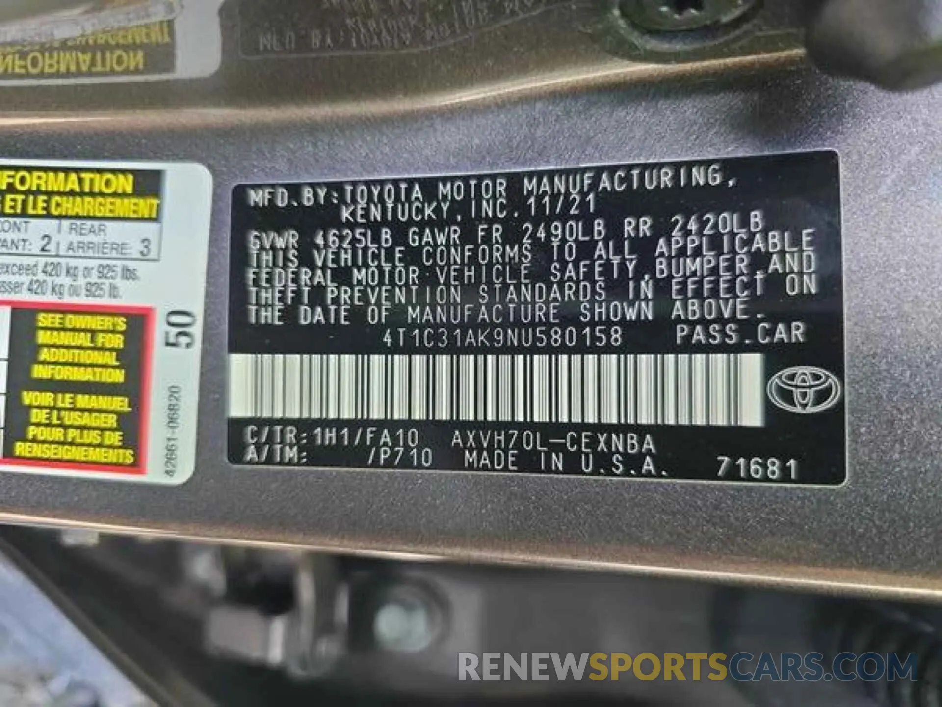 11 fotografías del automóvil dañado 4T1C31AK9NU580158 TOYOTA CAMRY 2022