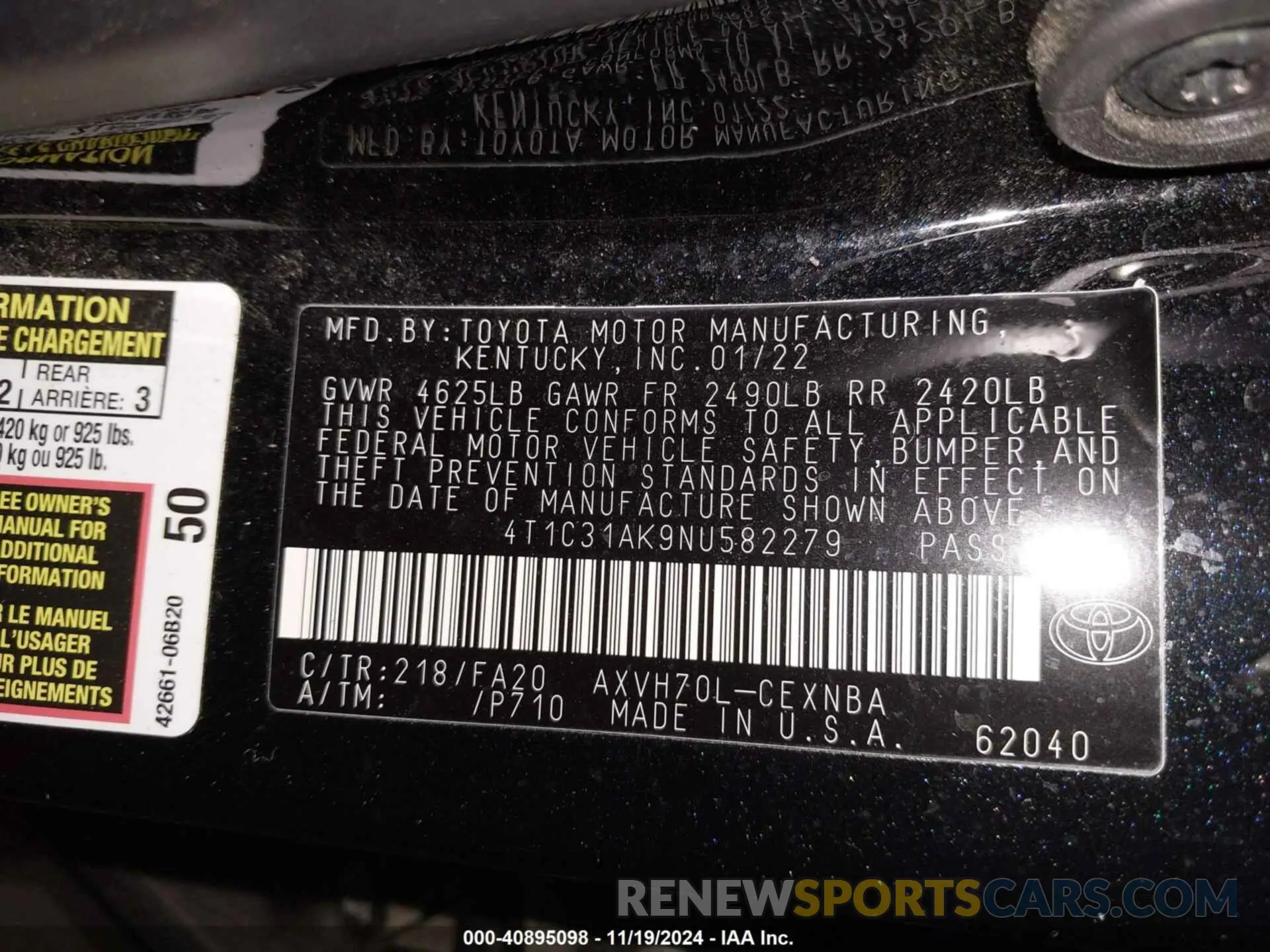9 fotografías del automóvil dañado 4T1C31AK9NU582279 TOYOTA CAMRY 2022