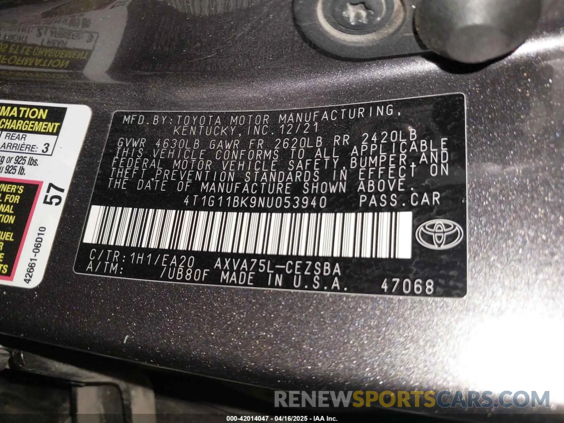 9 fotografías del automóvil dañado 4T1G11BK9NU053940 TOYOTA CAMRY 2022