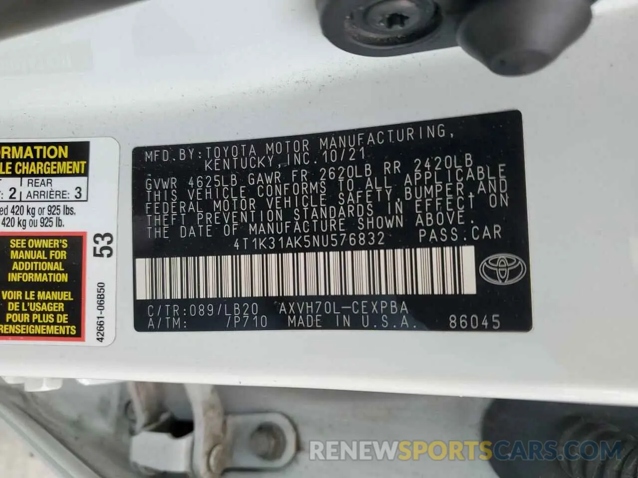 13 fotografías del automóvil dañado 4T1K31AK5NU576832 TOYOTA CAMRY 2022