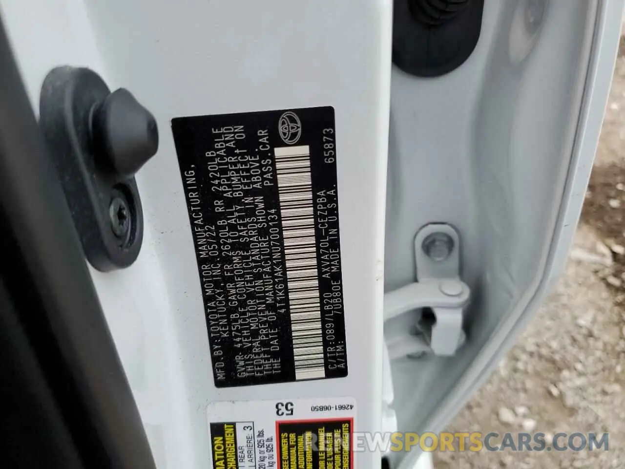 10 fotografías del automóvil dañado 4T1K61AK1NU700134 TOYOTA CAMRY 2022