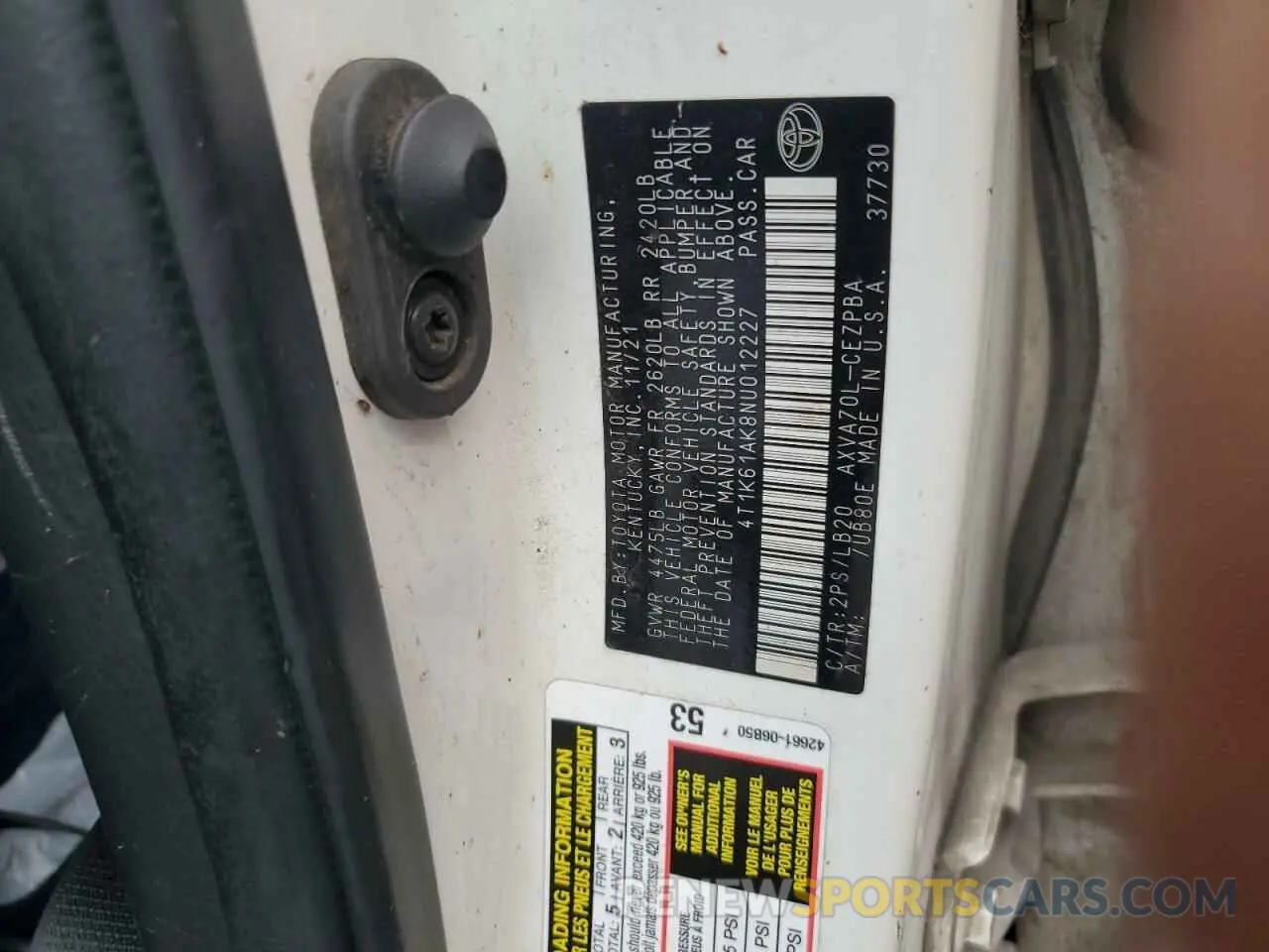 12 fotografías del automóvil dañado 4T1K61AK8NU012227 TOYOTA CAMRY 2022