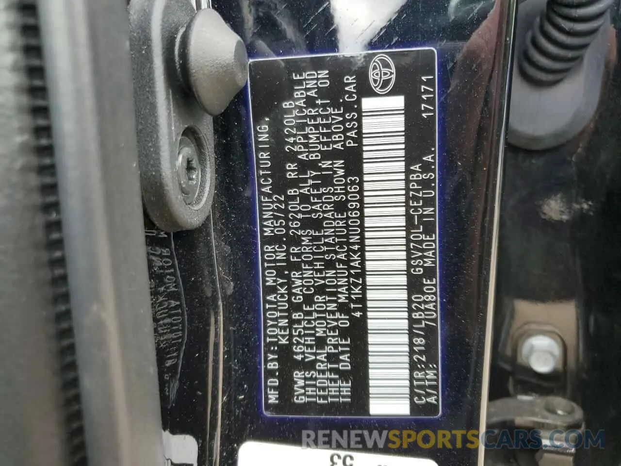 13 fotografías del automóvil dañado 4T1KZ1AK4NU069063 TOYOTA CAMRY 2022