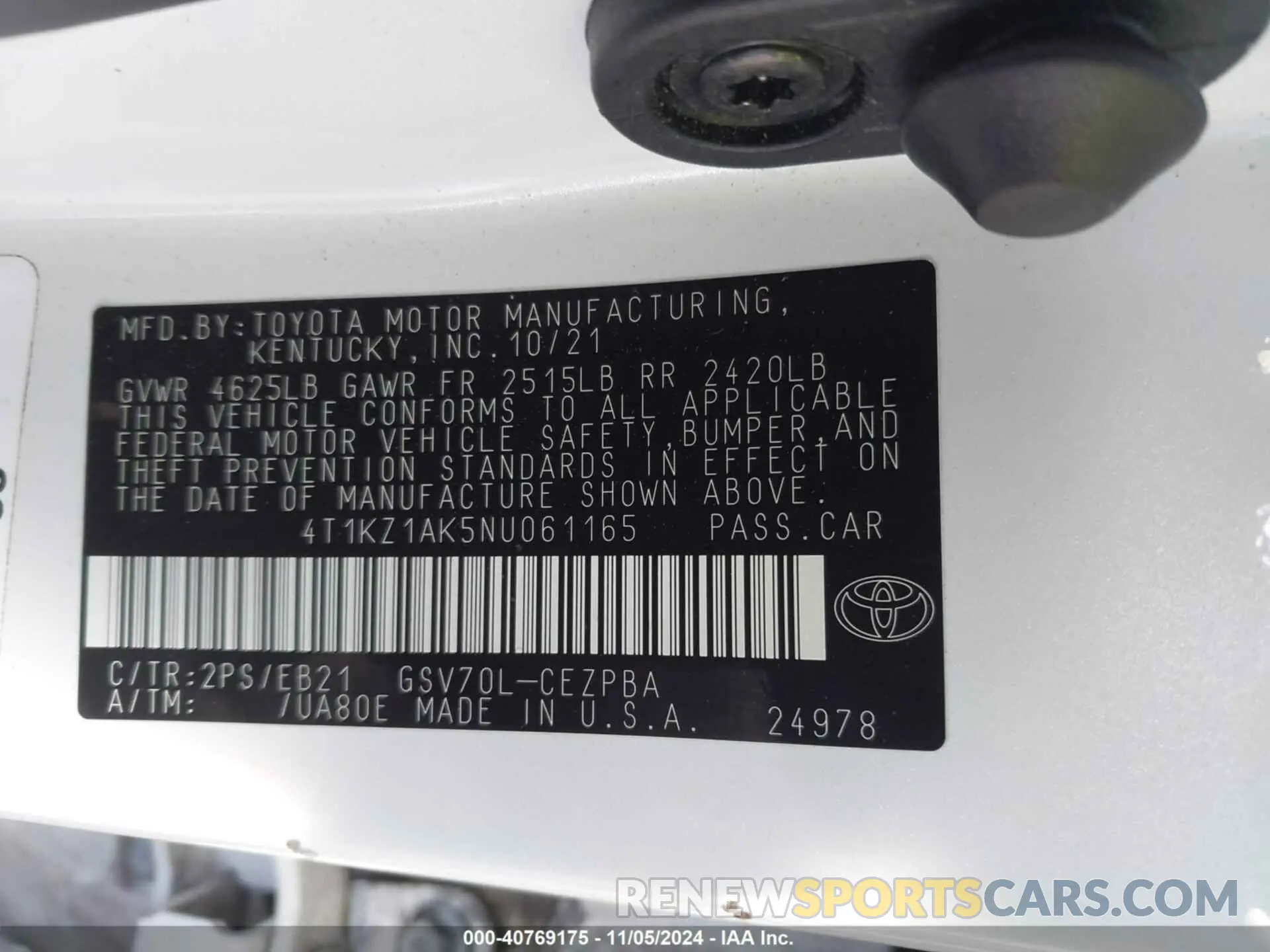 9 fotografías del automóvil dañado 4T1KZ1AK5NU061165 TOYOTA CAMRY 2022