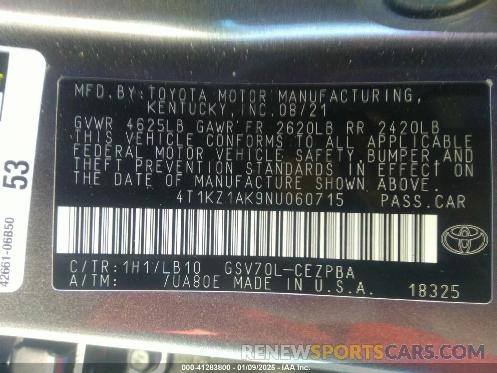 9 fotografías del automóvil dañado 4T1KZ1AK9NU060715 TOYOTA CAMRY 2022