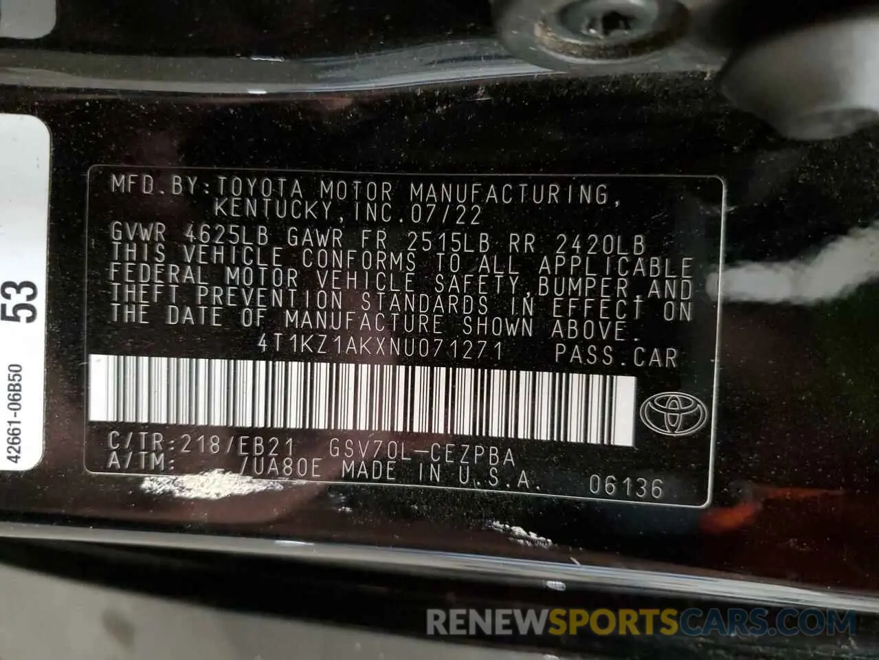 13 fotografías del automóvil dañado 4T1KZ1AKXNU071271 TOYOTA CAMRY 2022