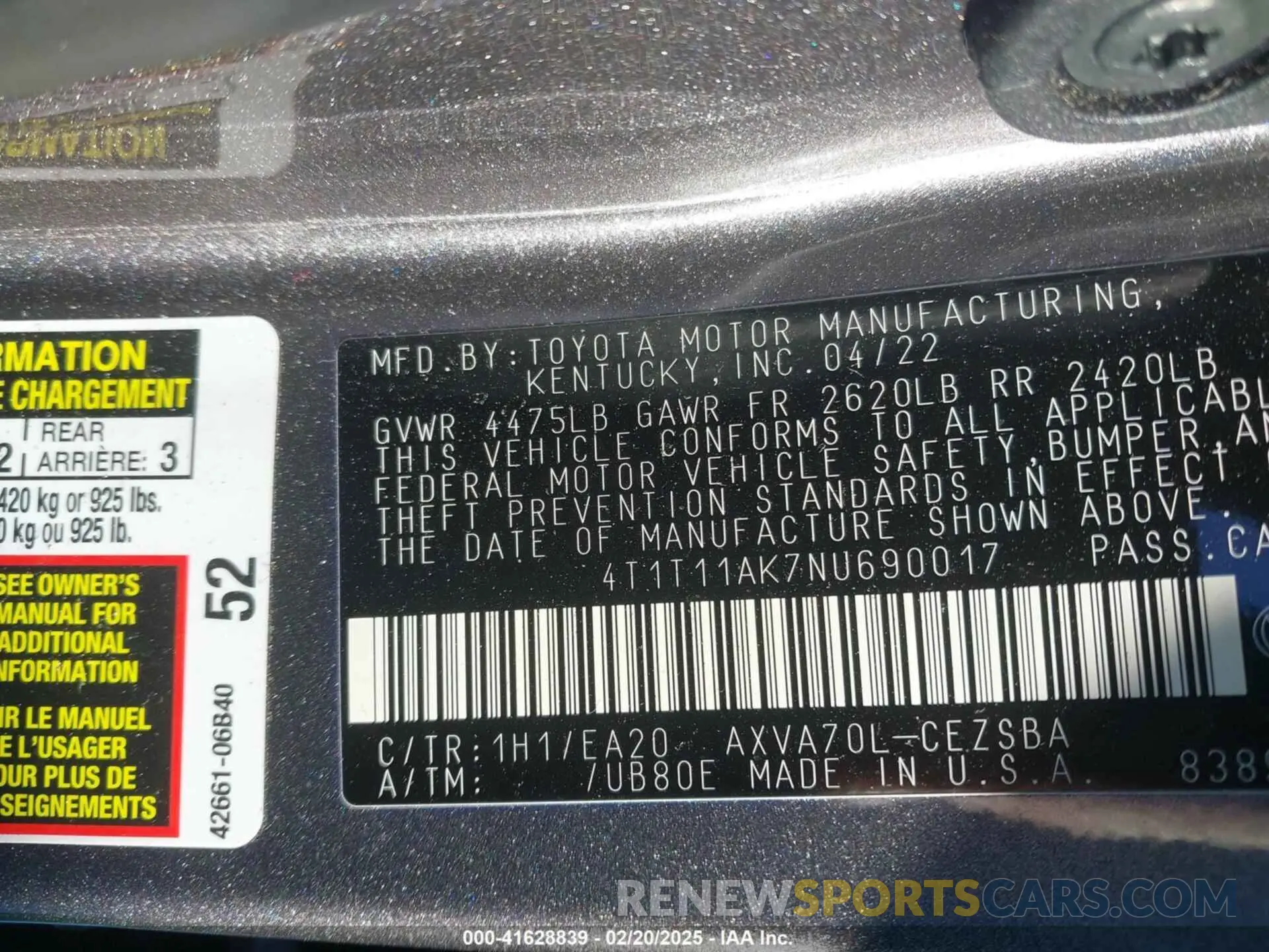 9 fotografías del automóvil dañado 4T1T11AK7NU690017 TOYOTA CAMRY 2022