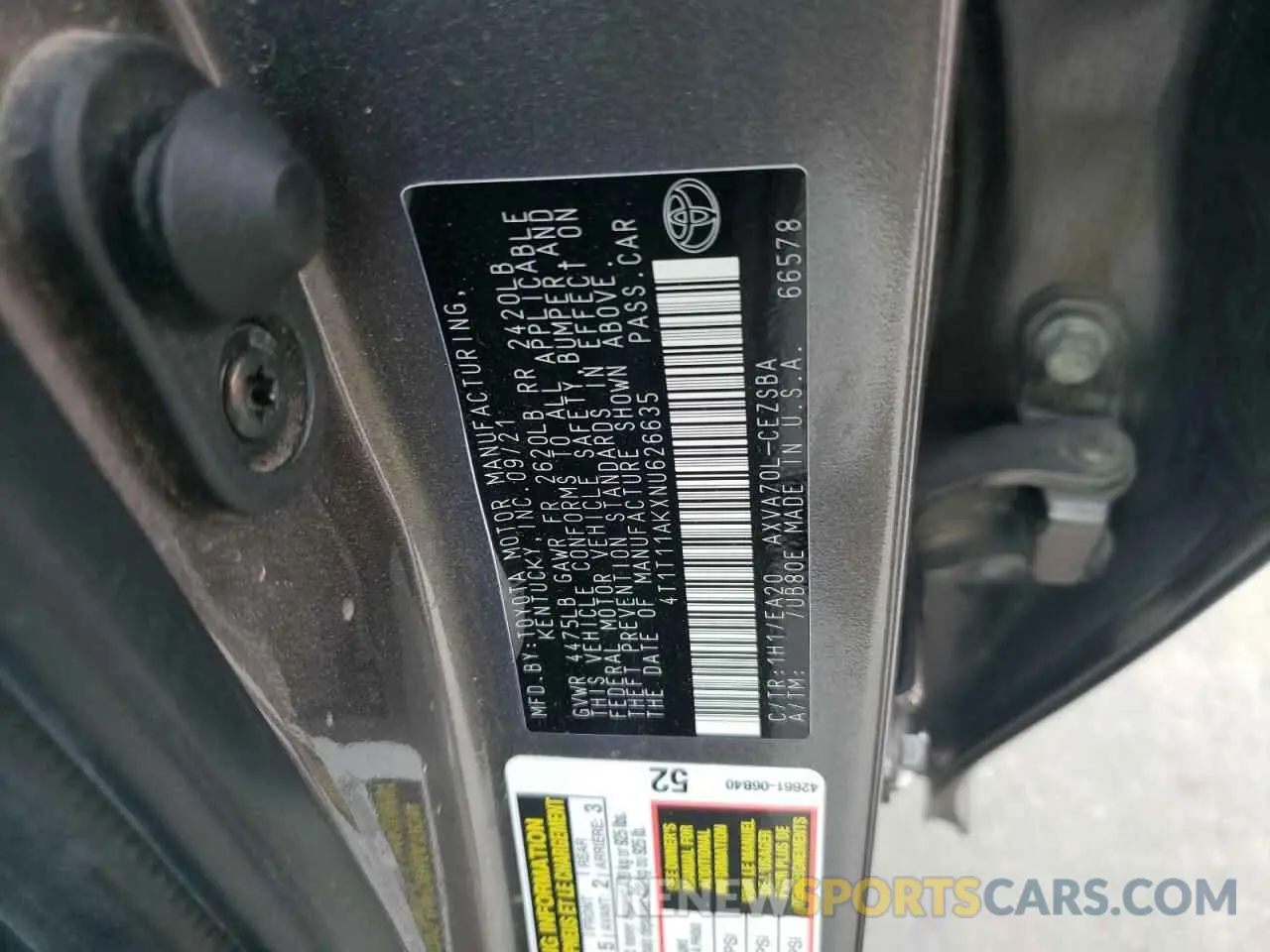 13 fotografías del automóvil dañado 4T1T11AKXNU626635 TOYOTA CAMRY 2022