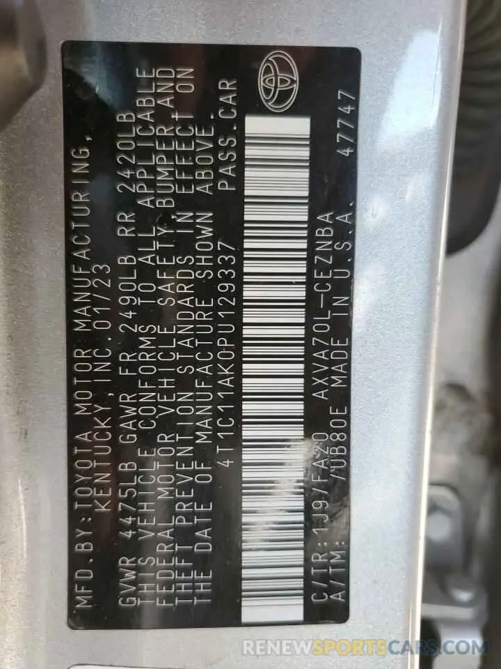 12 fotografías del automóvil dañado 4T1C11AK0PU129337 TOYOTA CAMRY 2023