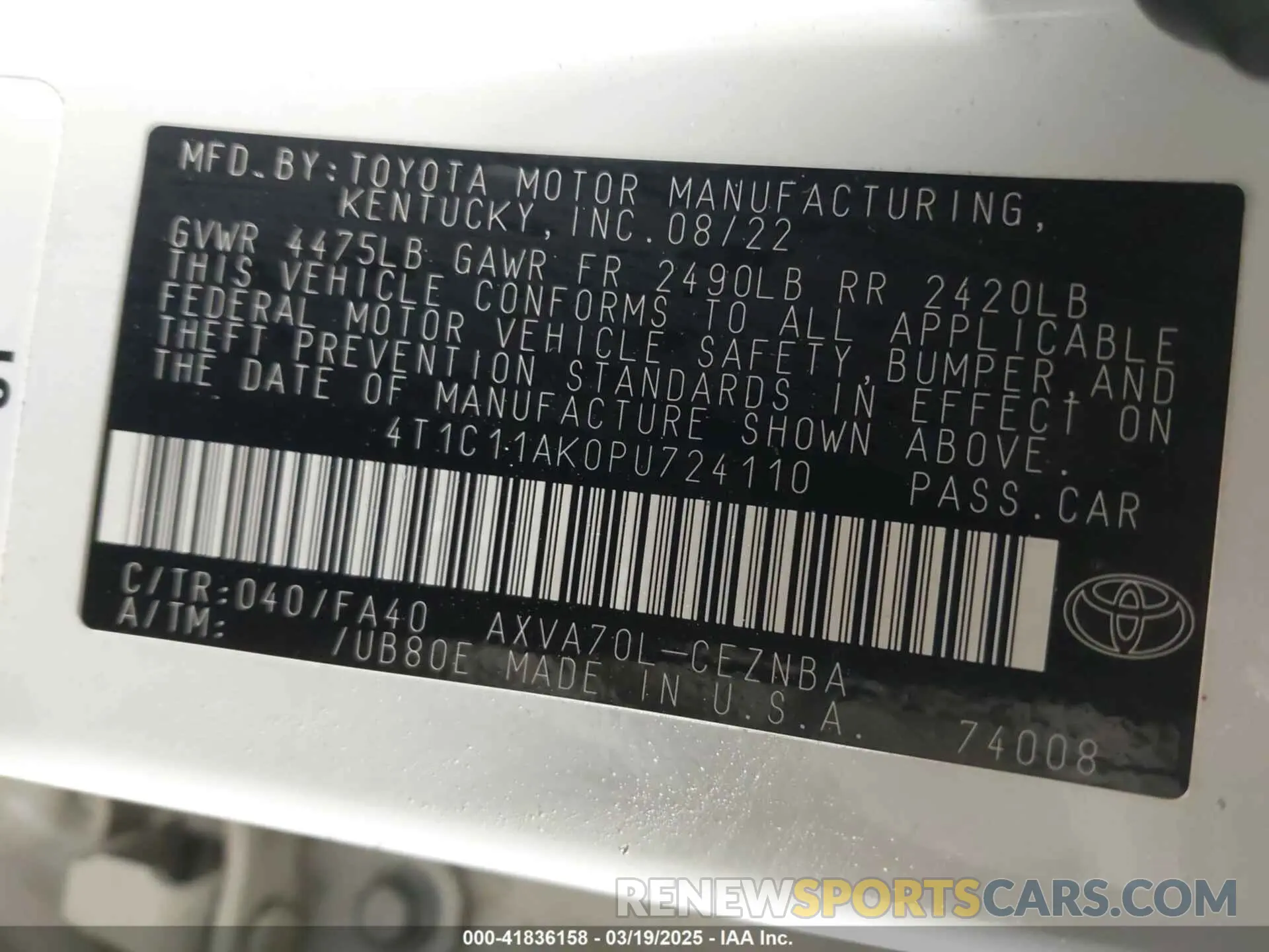9 fotografías del automóvil dañado 4T1C11AK0PU724110 TOYOTA CAMRY 2023