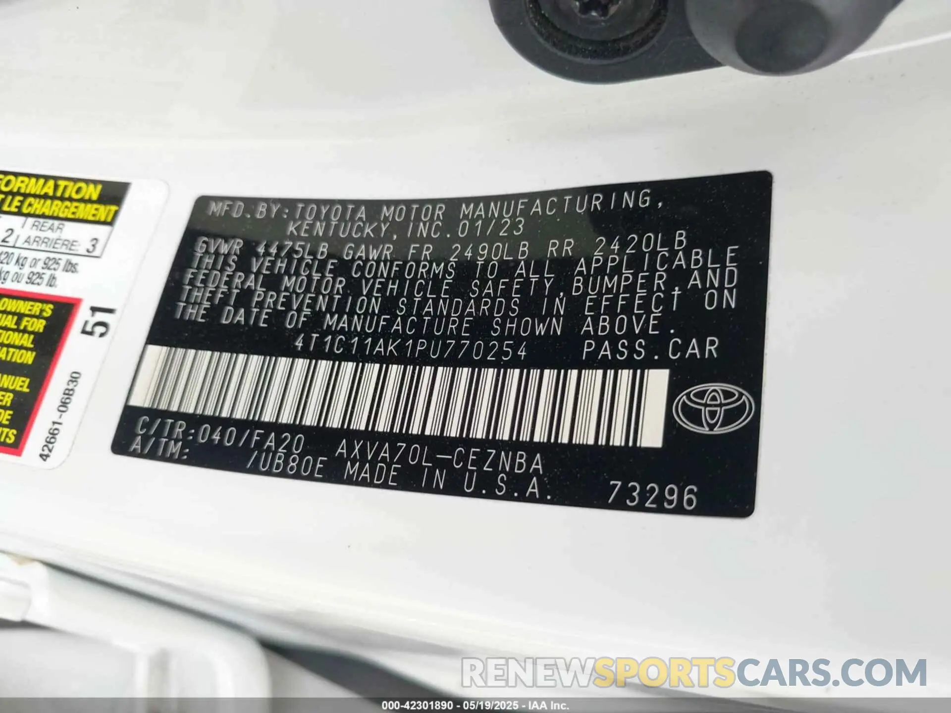 9 fotografías del automóvil dañado 4T1C11AK1PU770254 TOYOTA CAMRY 2023