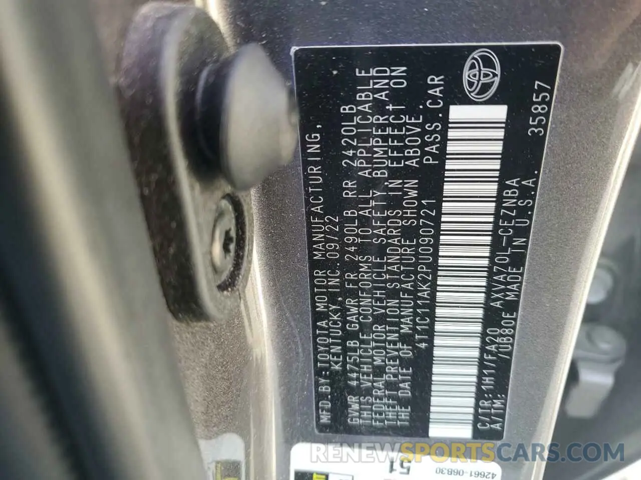 12 fotografías del automóvil dañado 4T1C11AK2PU090721 TOYOTA CAMRY 2023