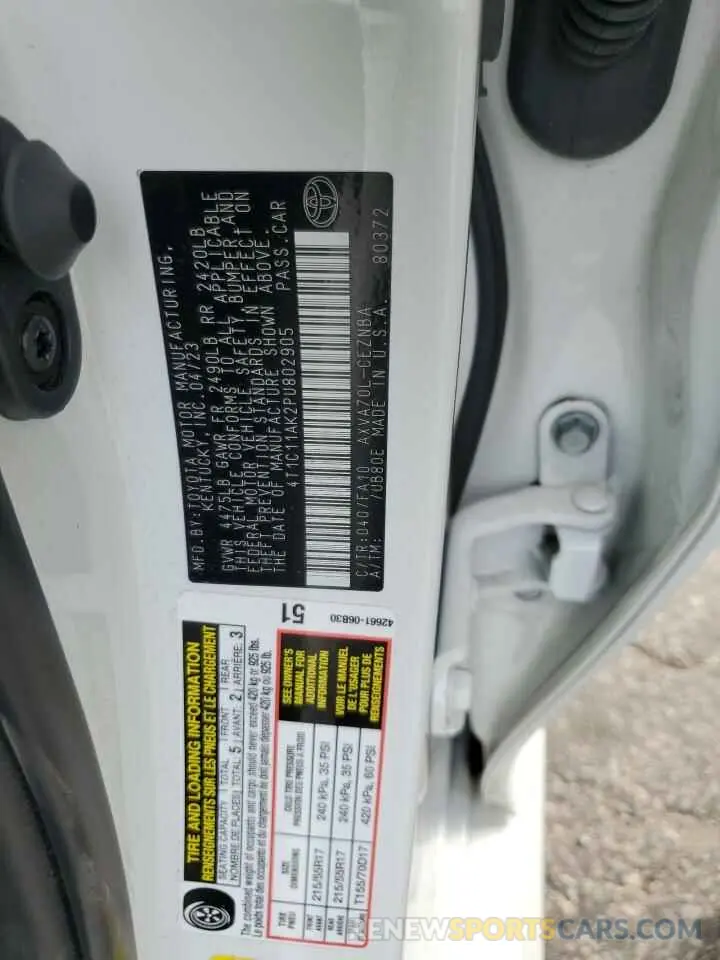 12 fotografías del automóvil dañado 4T1C11AK2PU802905 TOYOTA CAMRY 2023