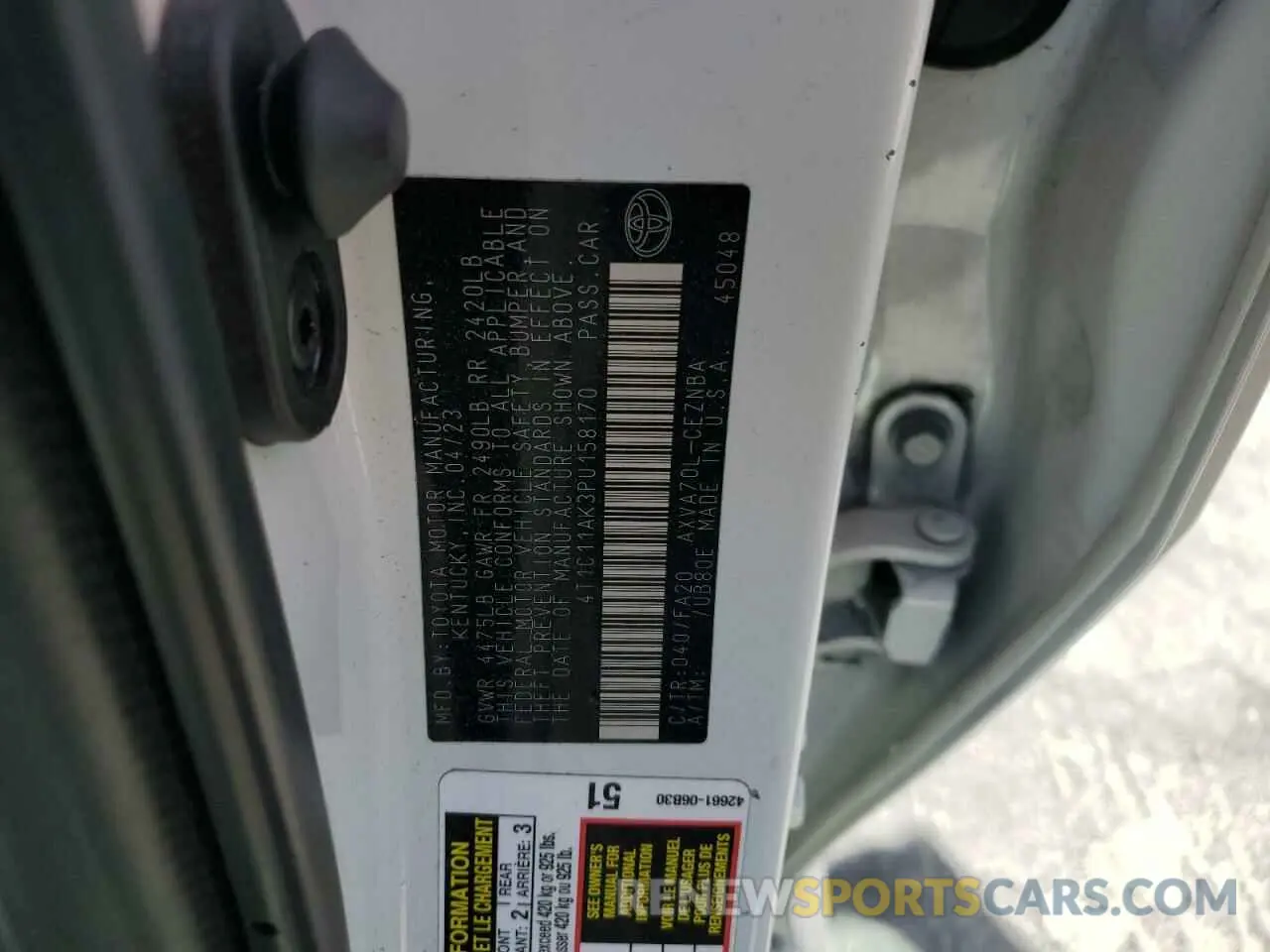 12 fotografías del automóvil dañado 4T1C11AK3PU158170 TOYOTA CAMRY 2023