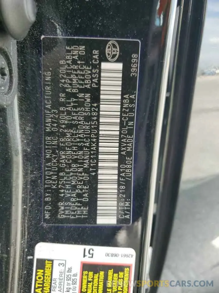 12 fotografías del automóvil dañado 4T1C11AK4PU154824 TOYOTA CAMRY 2023