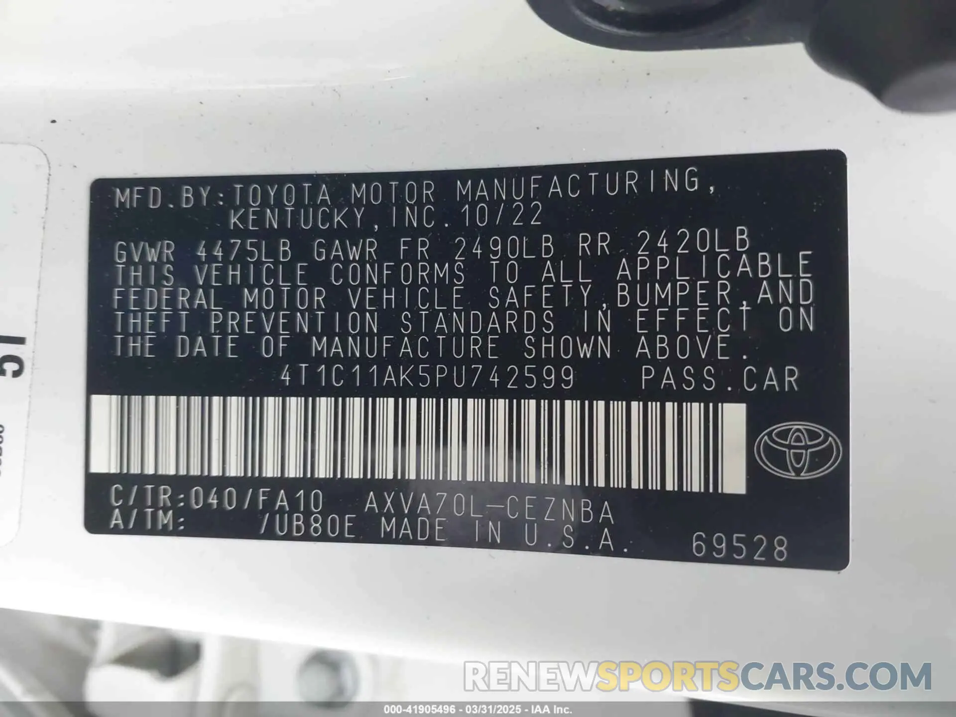 9 fotografías del automóvil dañado 4T1C11AK5PU742599 TOYOTA CAMRY 2023