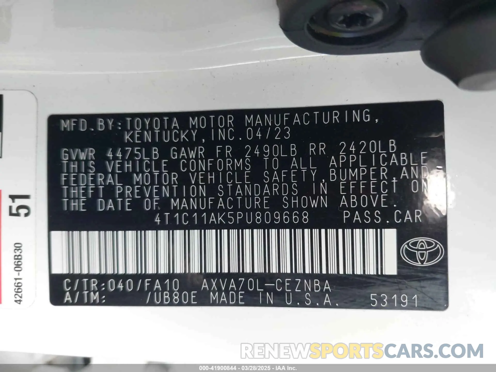 9 fotografías del automóvil dañado 4T1C11AK5PU809668 TOYOTA CAMRY 2023