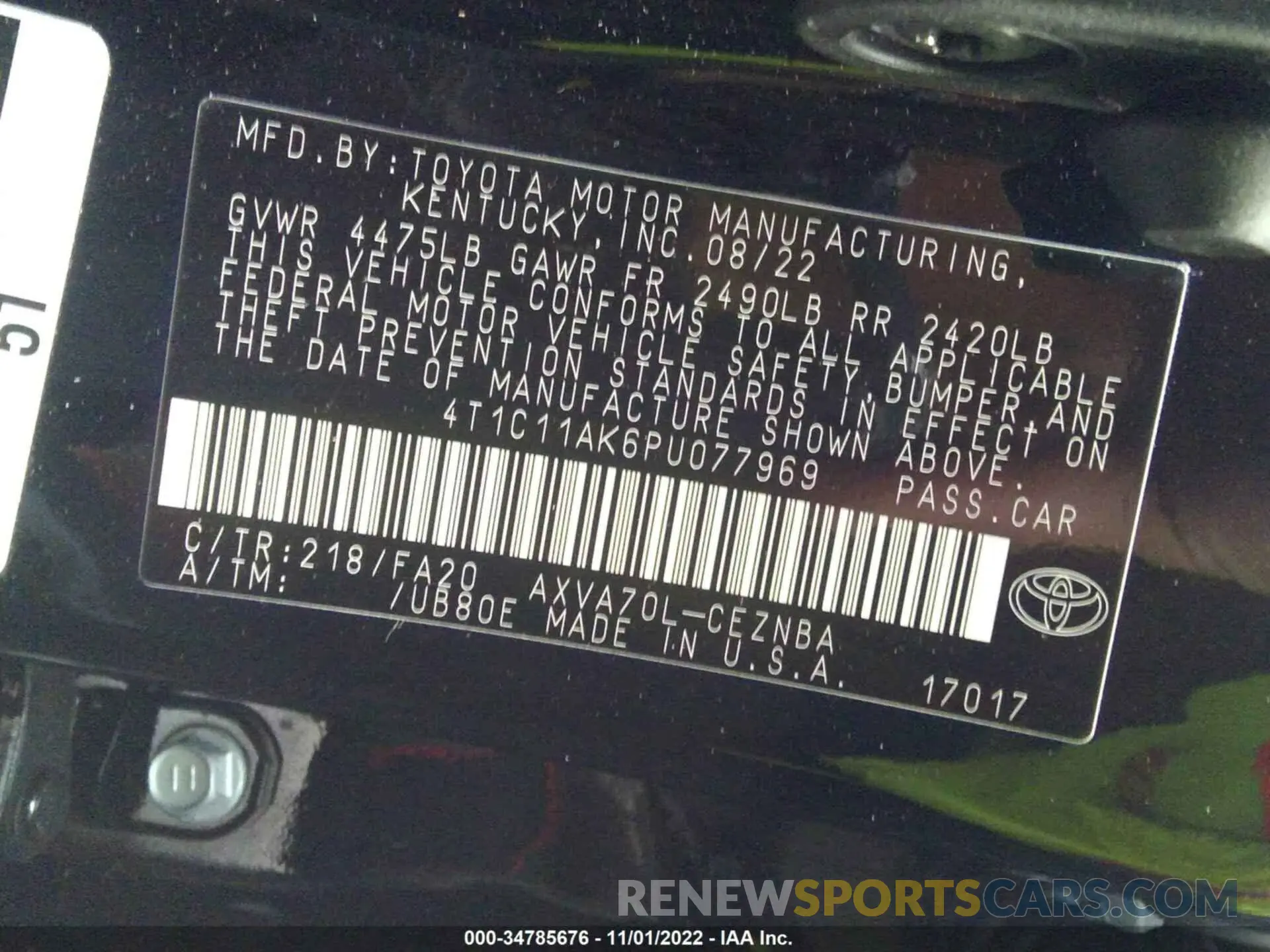 9 fotografías del automóvil dañado 4T1C11AK6PU077969 TOYOTA CAMRY 2023