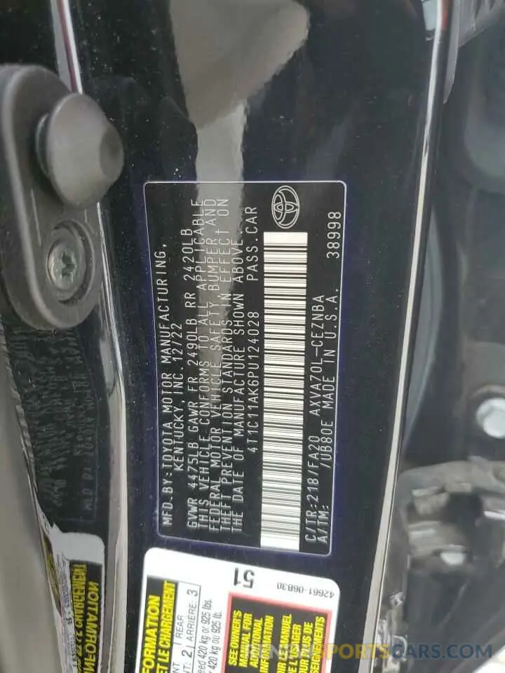 13 fotografías del automóvil dañado 4T1C11AK6PU124028 TOYOTA CAMRY 2023