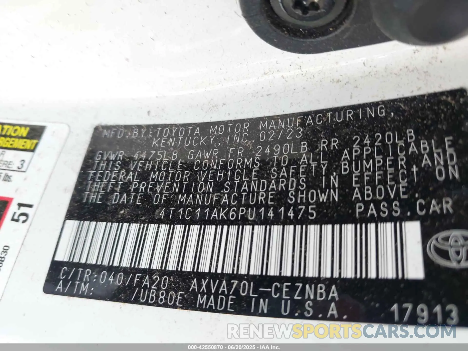 9 fotografías del automóvil dañado 4T1C11AK6PU141475 TOYOTA CAMRY 2023
