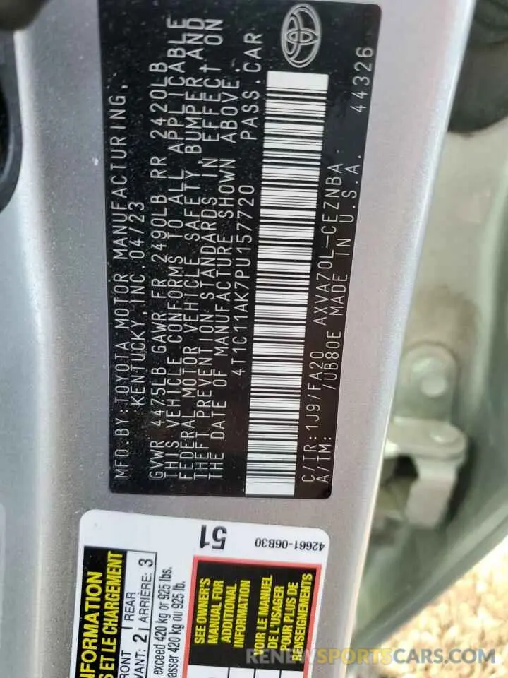 13 fotografías del automóvil dañado 4T1C11AK7PU157720 TOYOTA CAMRY 2023