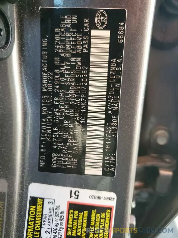 12 fotografías del automóvil dañado 4T1C11AK7PU720362 TOYOTA CAMRY 2023