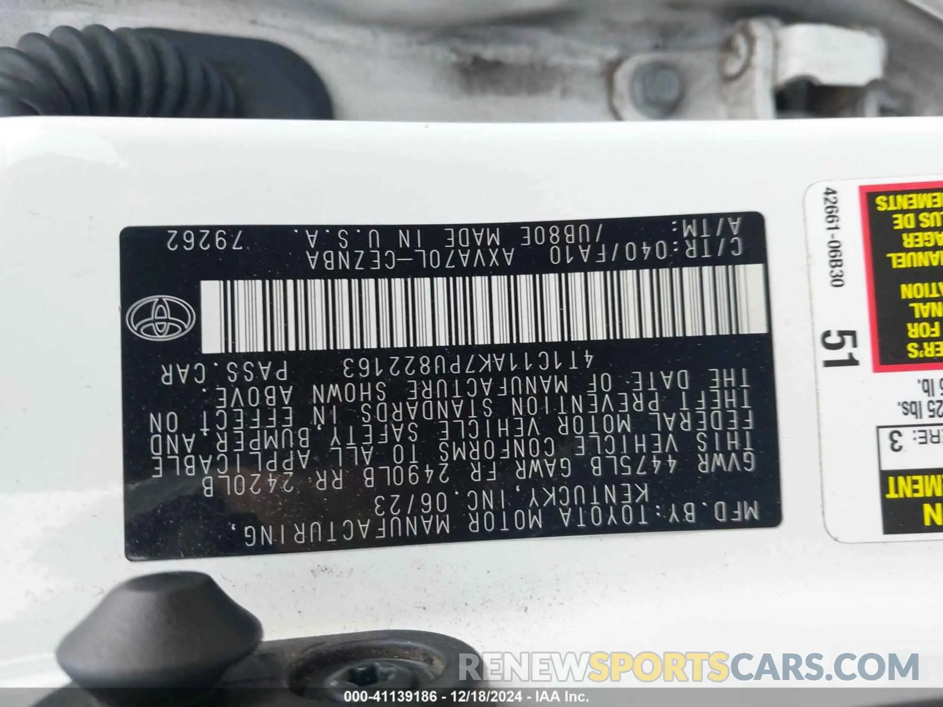 9 fotografías del automóvil dañado 4T1C11AK7PU822163 TOYOTA CAMRY 2023