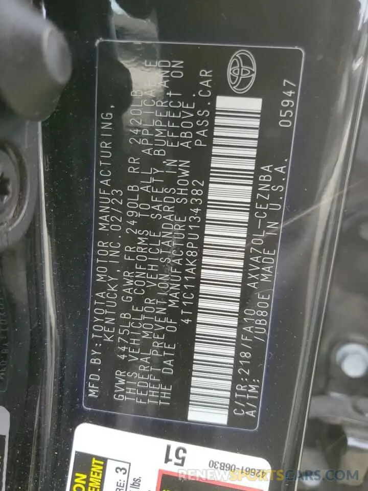 12 fotografías del automóvil dañado 4T1C11AK8PU134382 TOYOTA CAMRY 2023