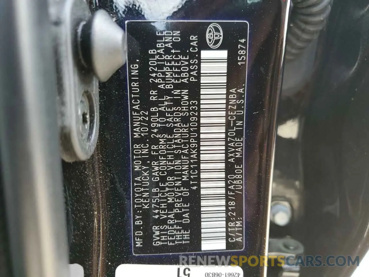 13 fotografías del automóvil dañado 4T1C11AK9PU109233 TOYOTA CAMRY 2023