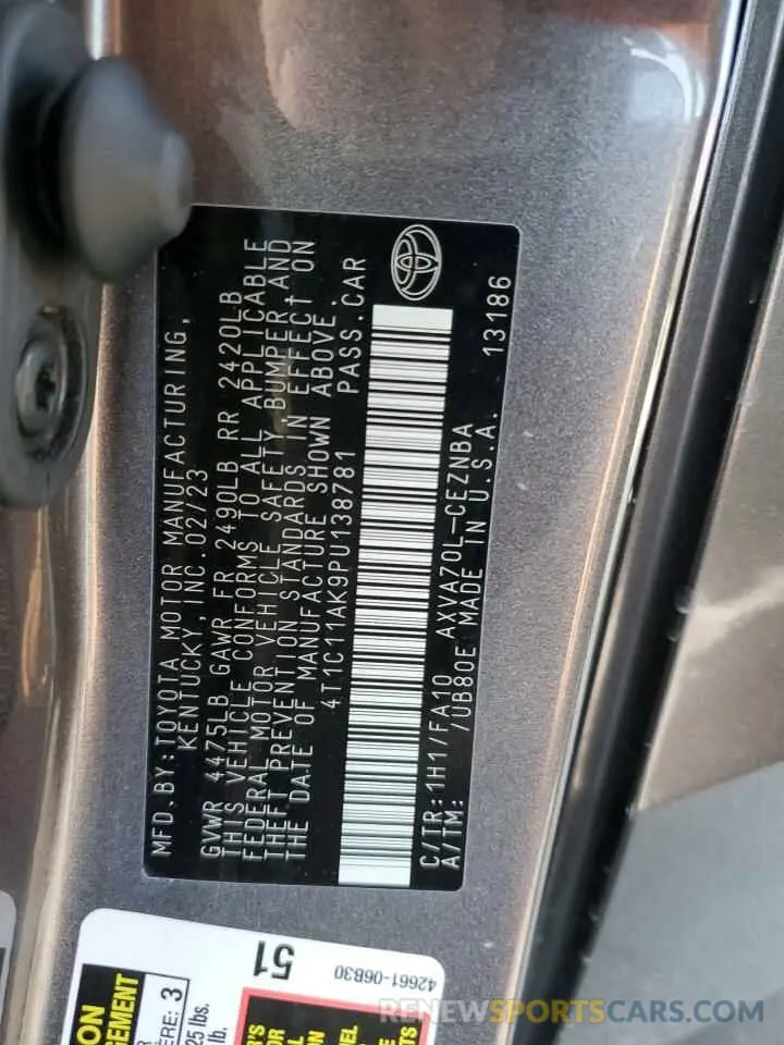 12 fotografías del automóvil dañado 4T1C11AK9PU138781 TOYOTA CAMRY 2023