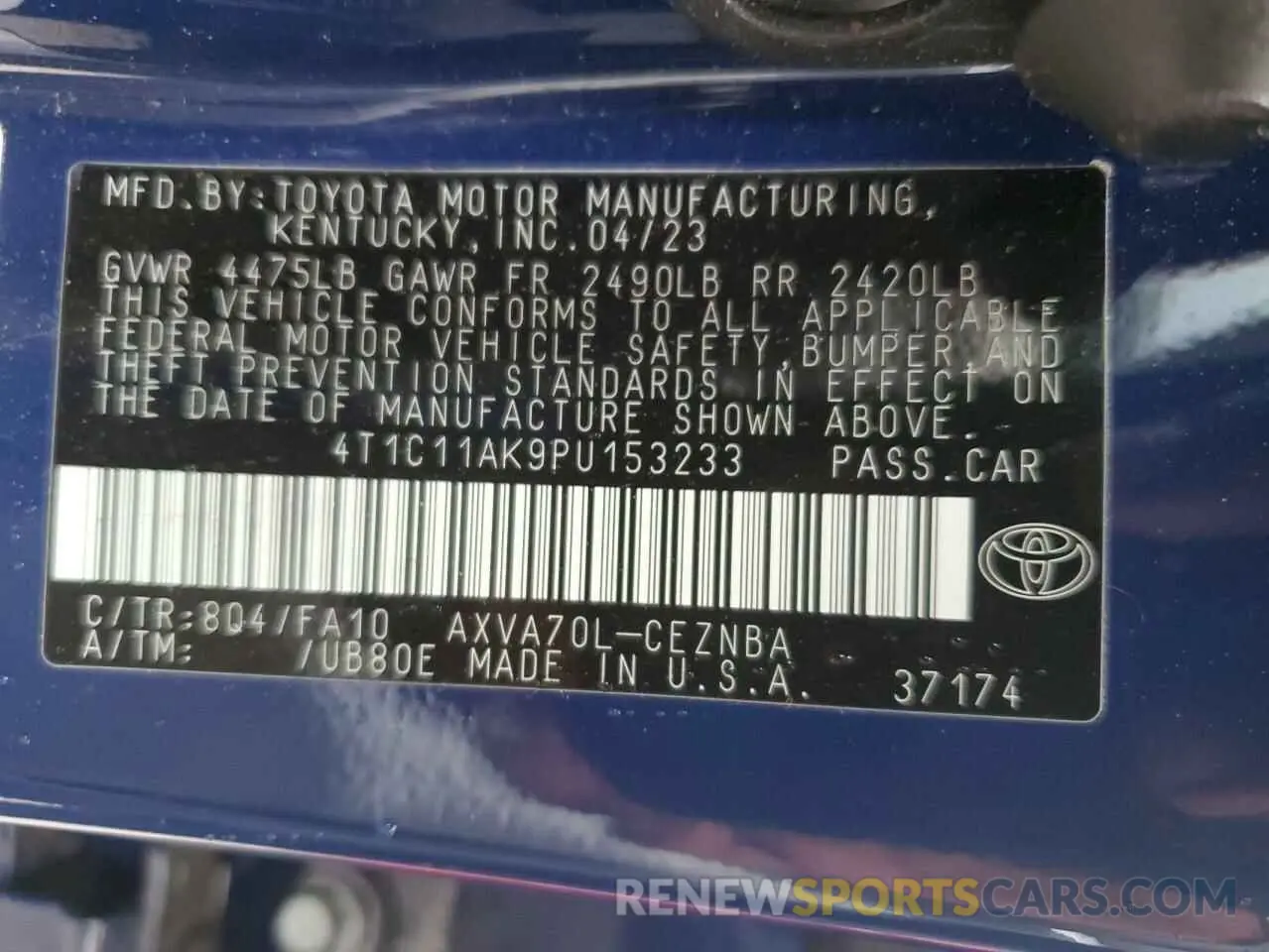 13 fotografías del automóvil dañado 4T1C11AK9PU153233 TOYOTA CAMRY 2023