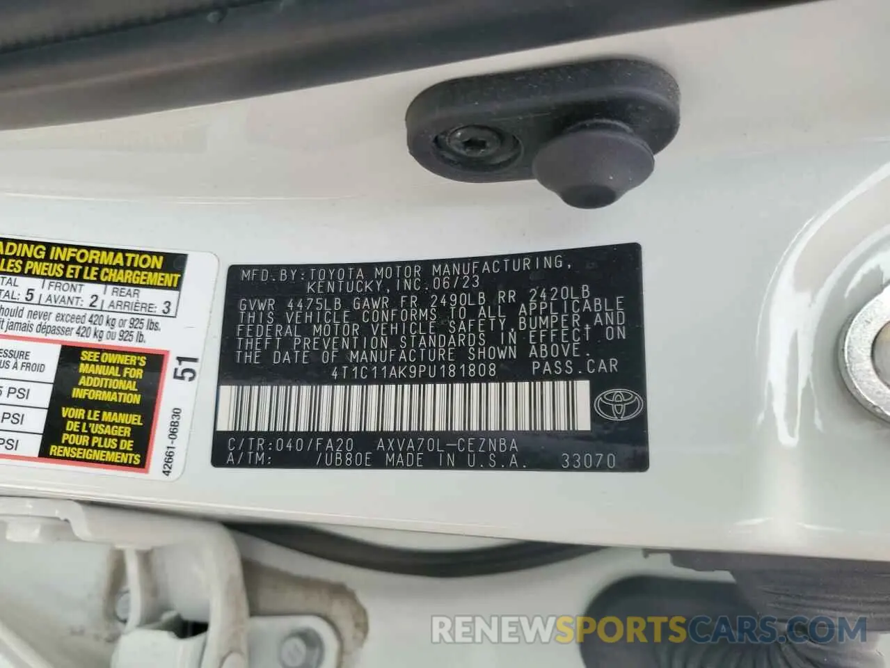 14 fotografías del automóvil dañado 4T1C11AK9PU181808 TOYOTA CAMRY 2023