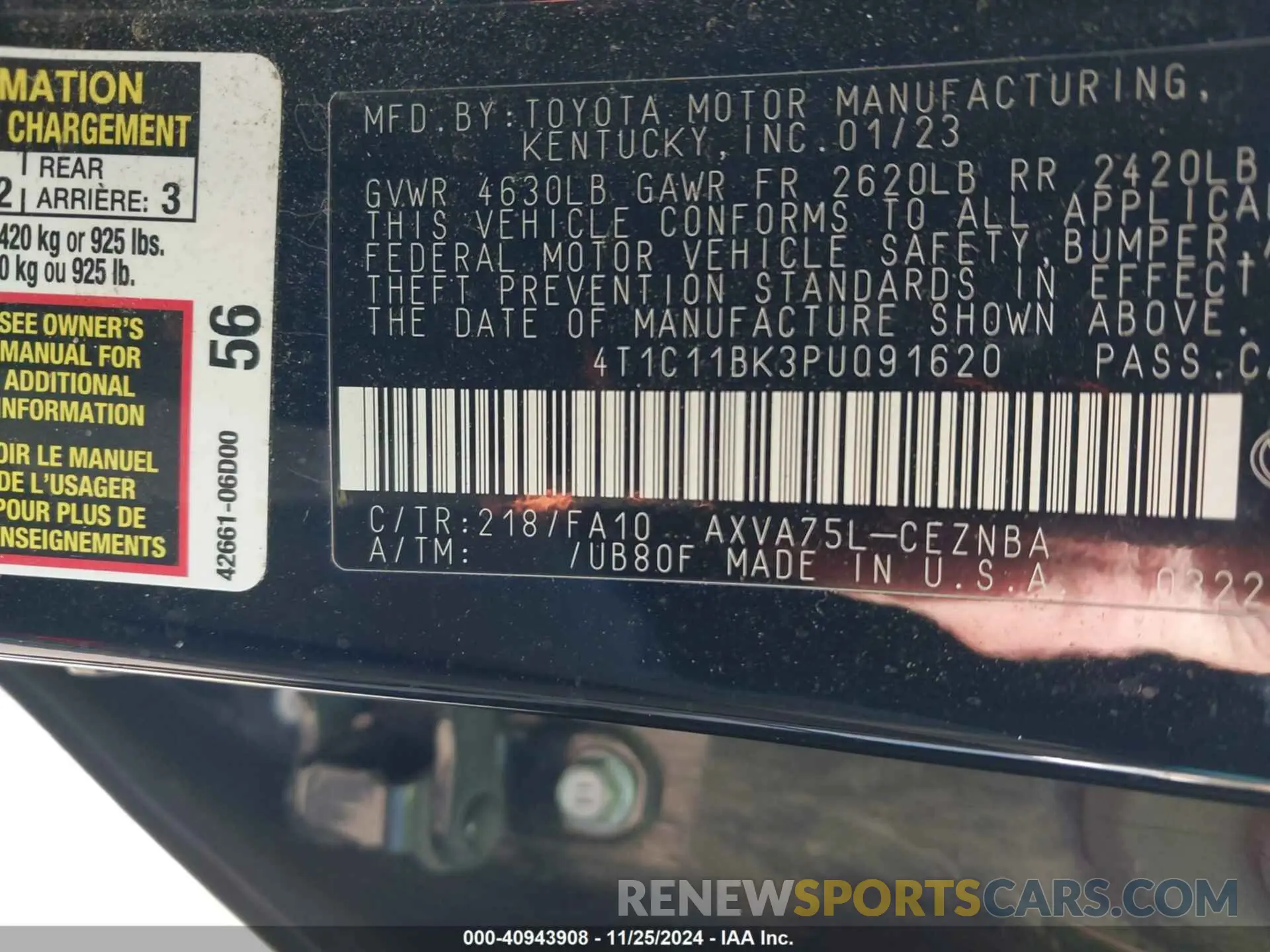 9 fotografías del automóvil dañado 4T1C11BK3PU091620 TOYOTA CAMRY 2023