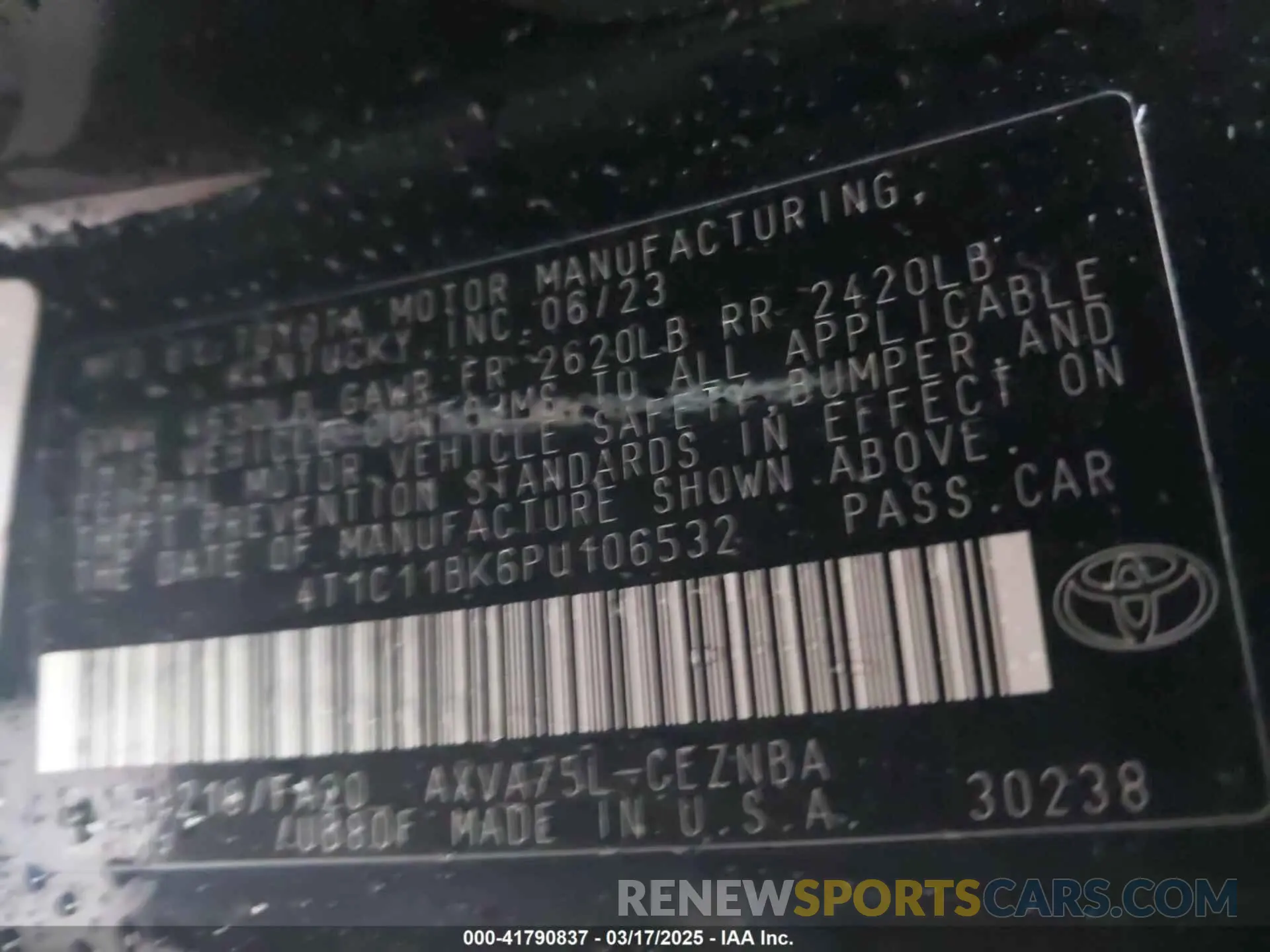 9 fotografías del automóvil dañado 4T1C11BK6PU106532 TOYOTA CAMRY 2023