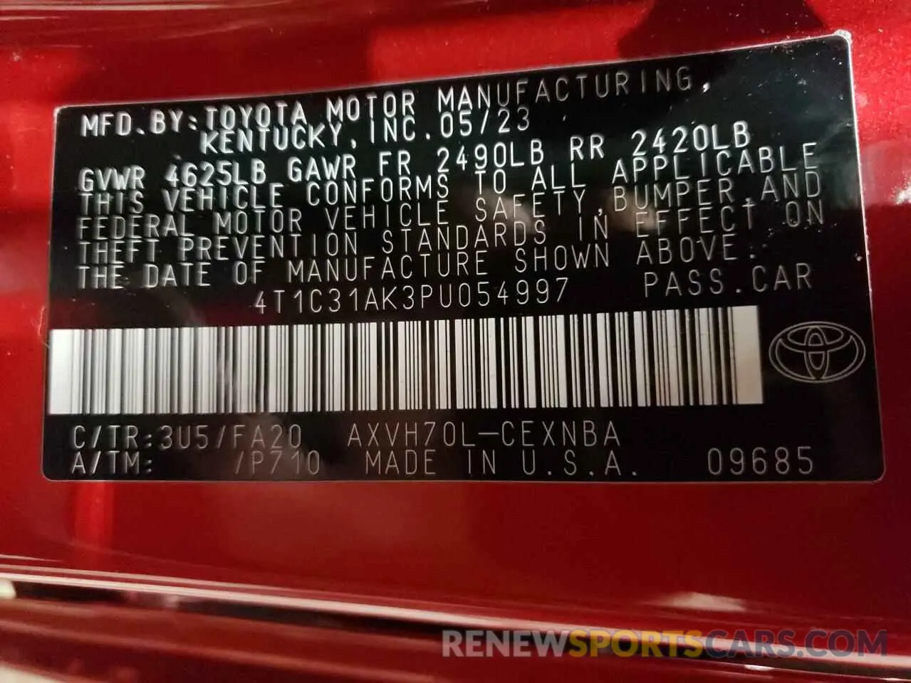 13 fotografías del automóvil dañado 4T1C31AK3PU054997 TOYOTA CAMRY 2023