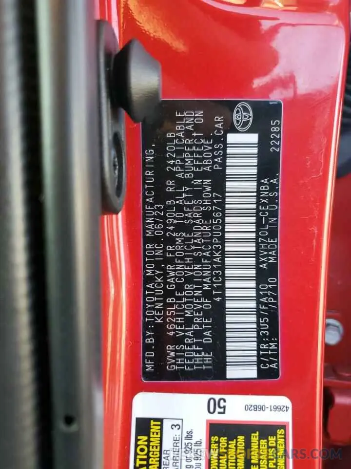 13 fotografías del automóvil dañado 4T1C31AK3PU056717 TOYOTA CAMRY 2023