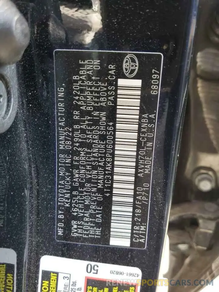 12 fotografías del automóvil dañado 4T1C31AK8PU600564 TOYOTA CAMRY 2023
