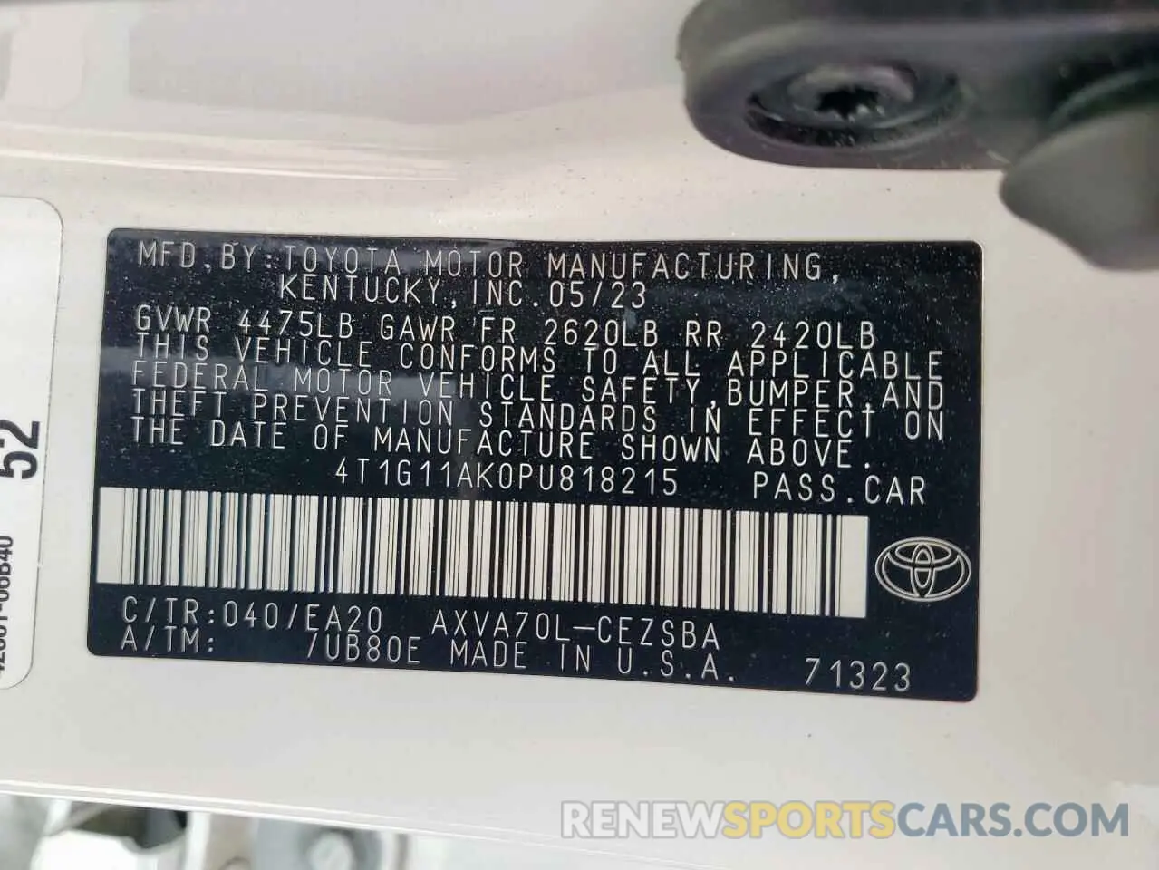 13 fotografías del automóvil dañado 4T1G11AK0PU818215 TOYOTA CAMRY 2023