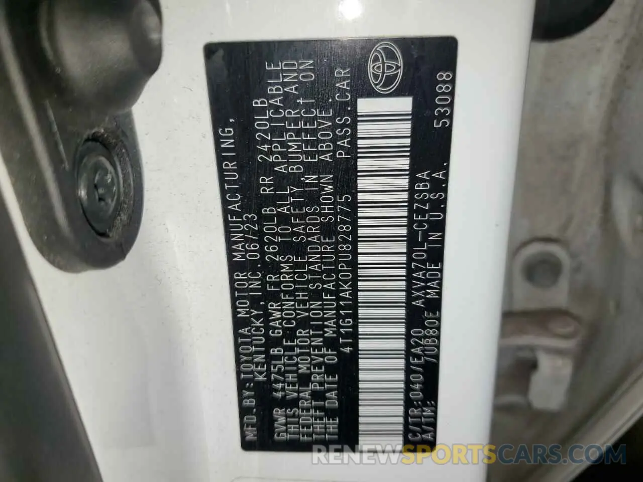 12 fotografías del automóvil dañado 4T1G11AK0PU828775 TOYOTA CAMRY 2023