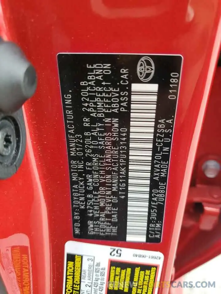 12 fotografías del automóvil dañado 4T1G11AK1PU131440 TOYOTA CAMRY 2023