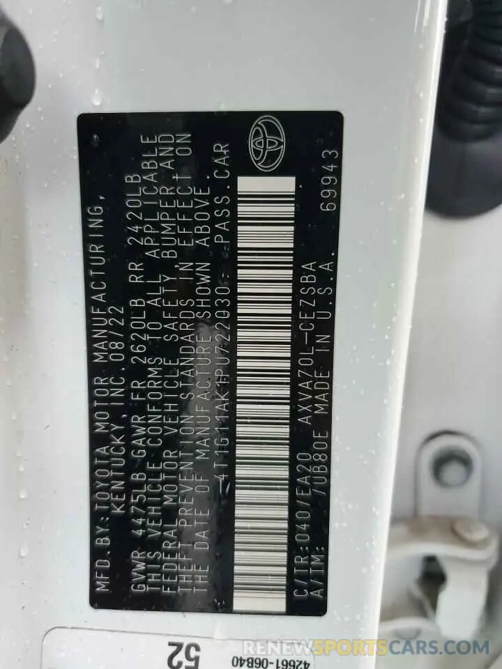12 fotografías del automóvil dañado 4T1G11AK1PU722030 TOYOTA CAMRY 2023
