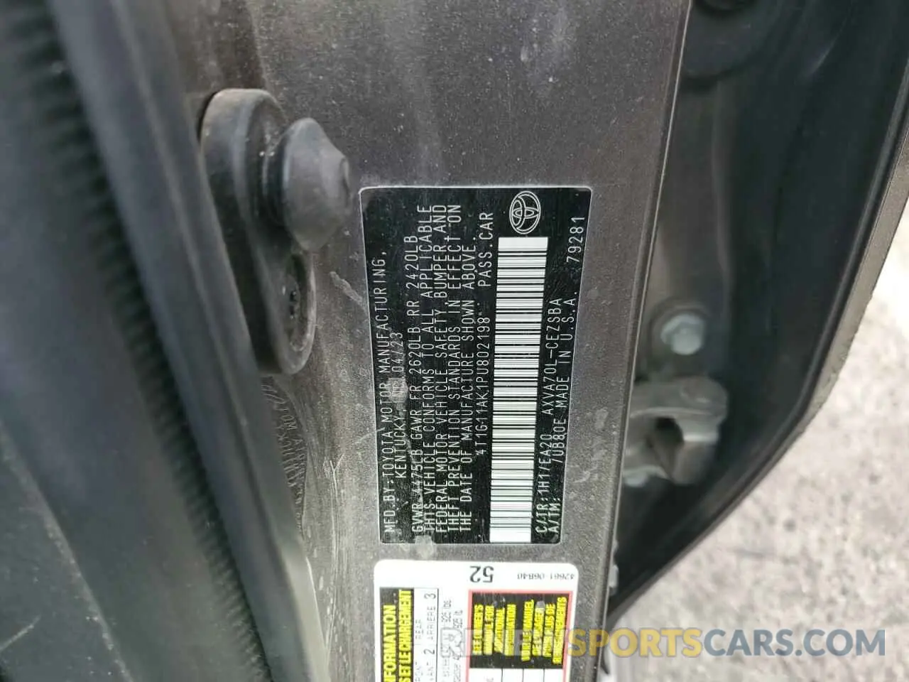 12 fotografías del automóvil dañado 4T1G11AK1PU802198 TOYOTA CAMRY 2023