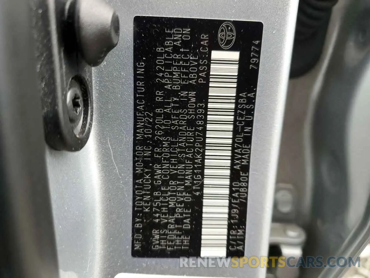 12 fotografías del automóvil dañado 4T1G11AK2PU748393 TOYOTA CAMRY 2023