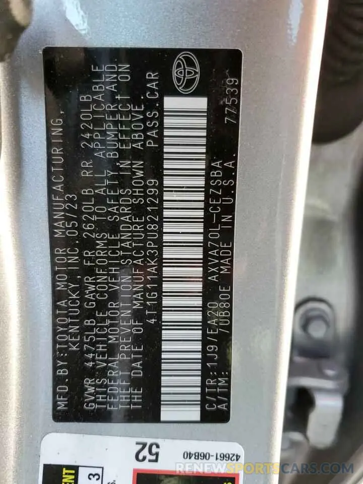 12 fotografías del automóvil dañado 4T1G11AK3PU821299 TOYOTA CAMRY 2023