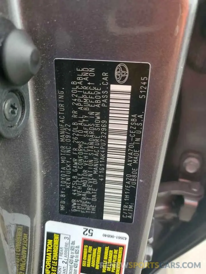 12 fotografías del automóvil dañado 4T1G11AK4PU732969 TOYOTA CAMRY 2023