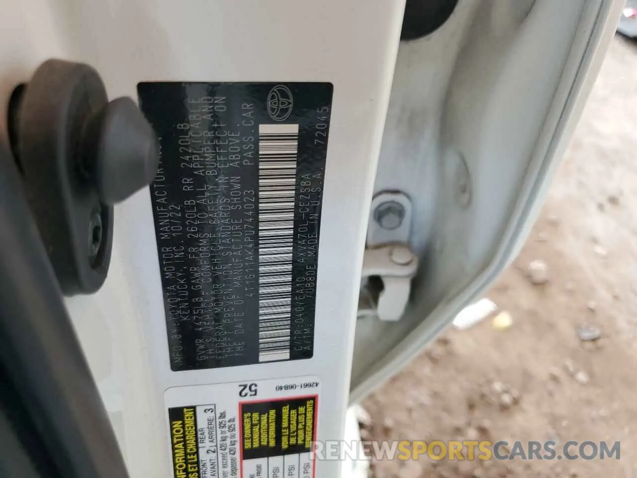 12 fotografías del automóvil dañado 4T1G11AK4PU744023 TOYOTA CAMRY 2023