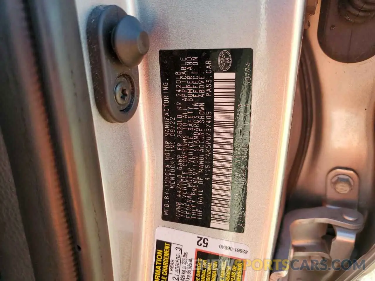 12 fotografías del automóvil dañado 4T1G11AK5PU737405 TOYOTA CAMRY 2023