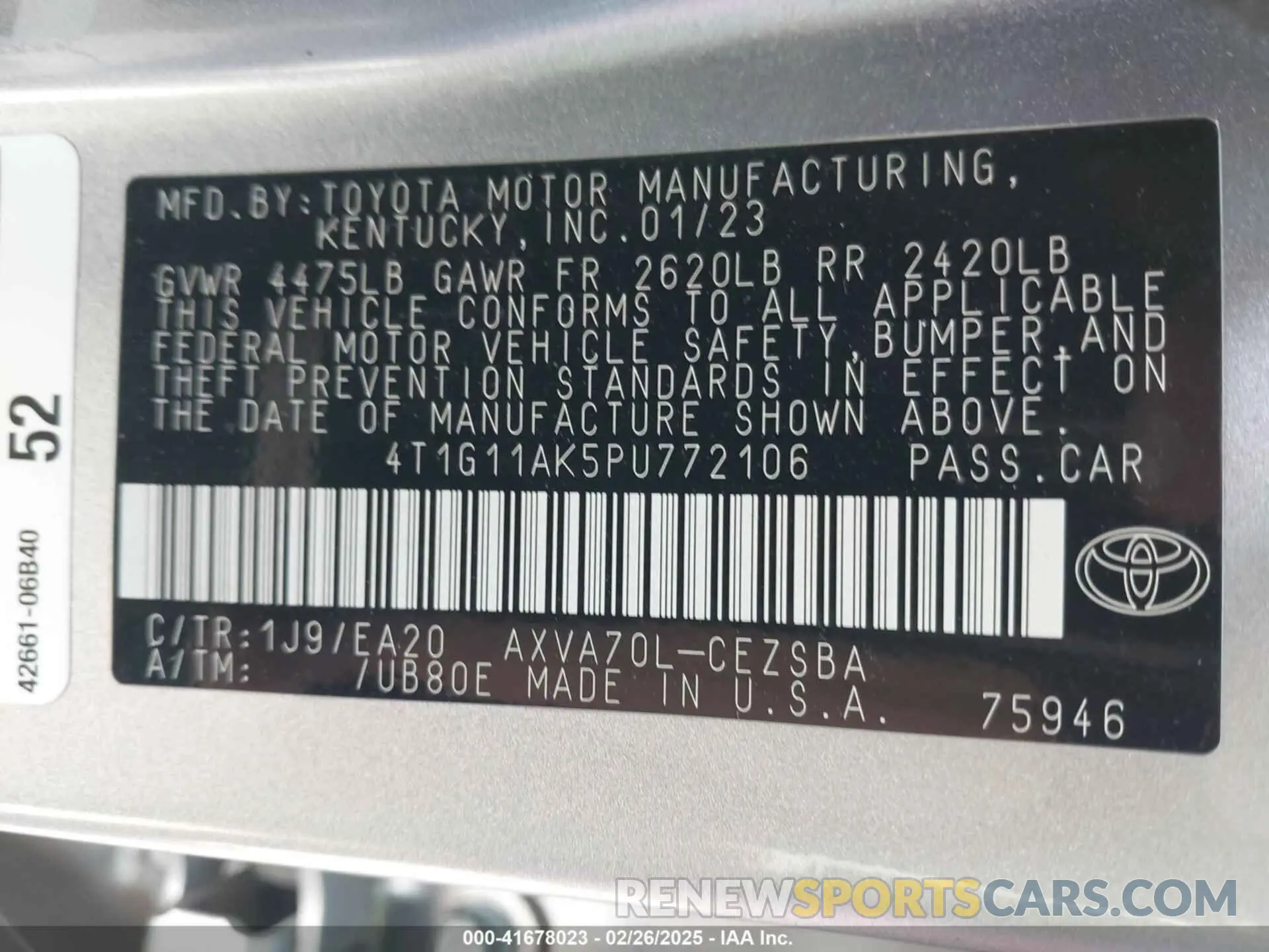 9 fotografías del automóvil dañado 4T1G11AK5PU772106 TOYOTA CAMRY 2023