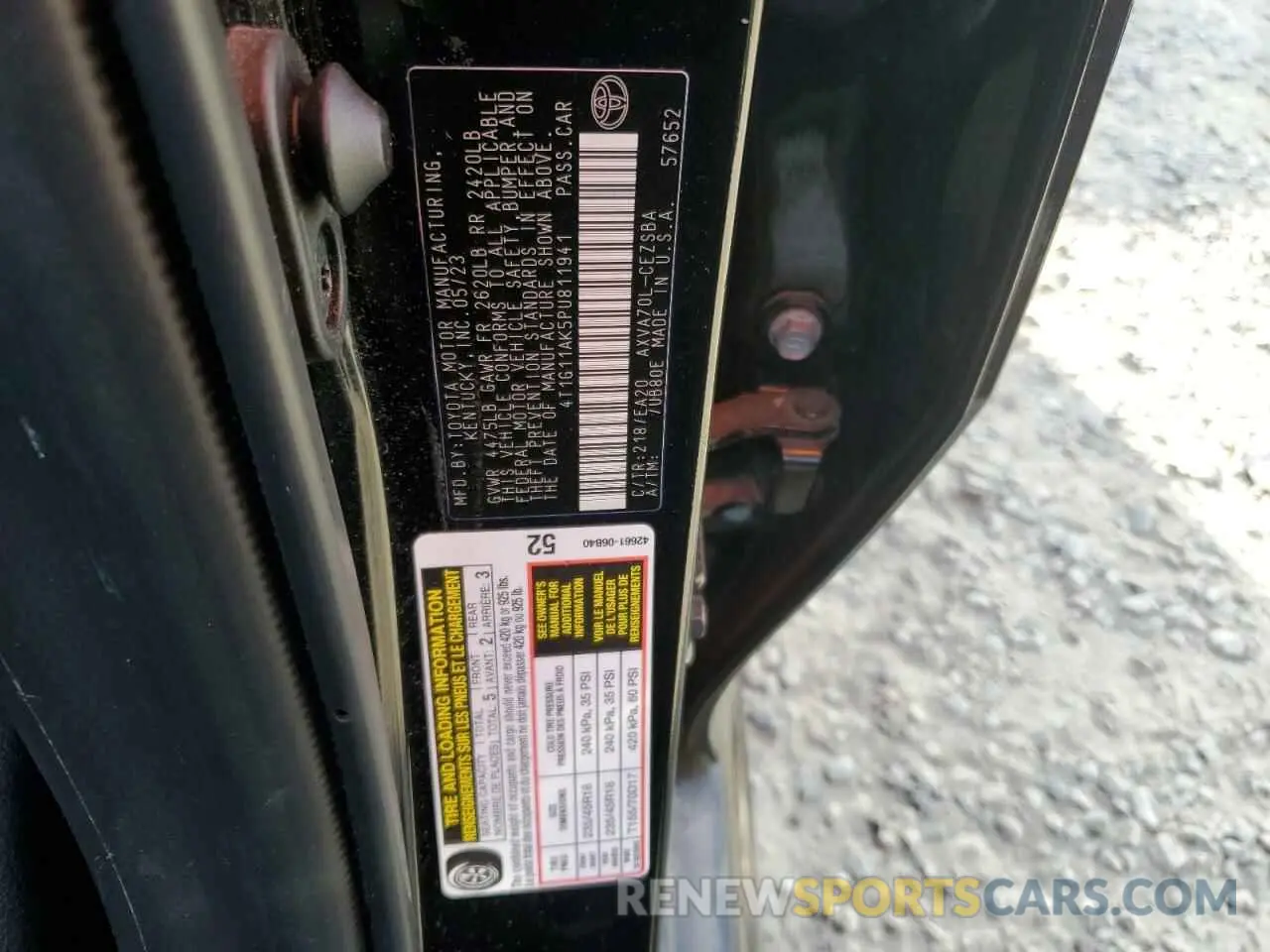 12 fotografías del automóvil dañado 4T1G11AK5PU811941 TOYOTA CAMRY 2023